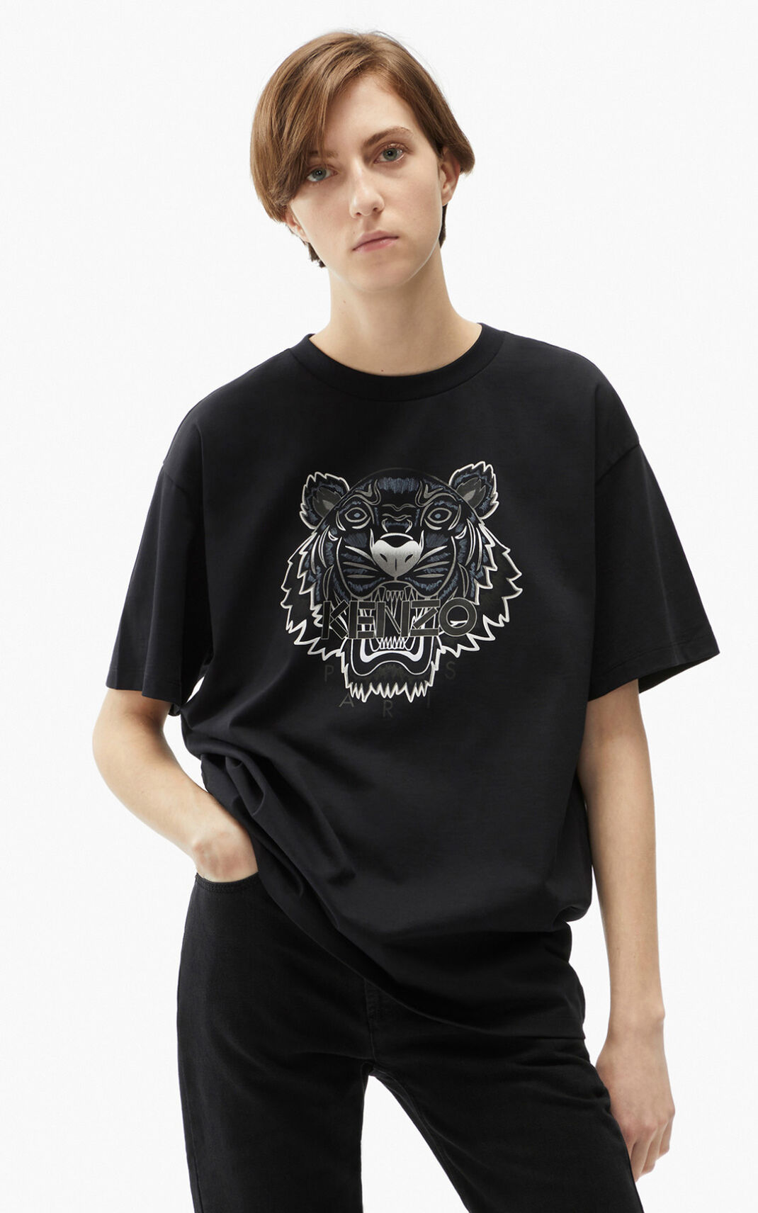 Kenzo Oversize Tiger Camisetas Mujer Negras | 2195764-NY